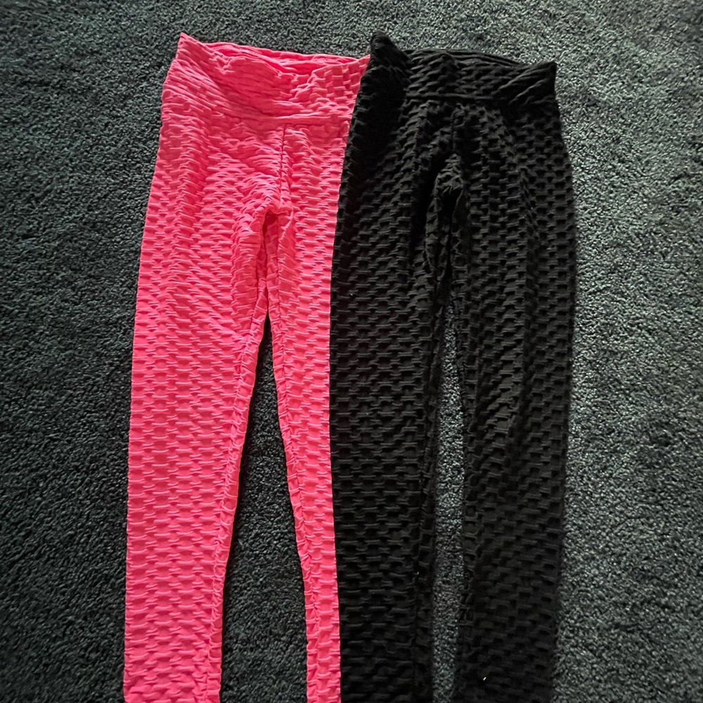 Scrunch Butt Anti Cellulite Leggings - Pink and Black